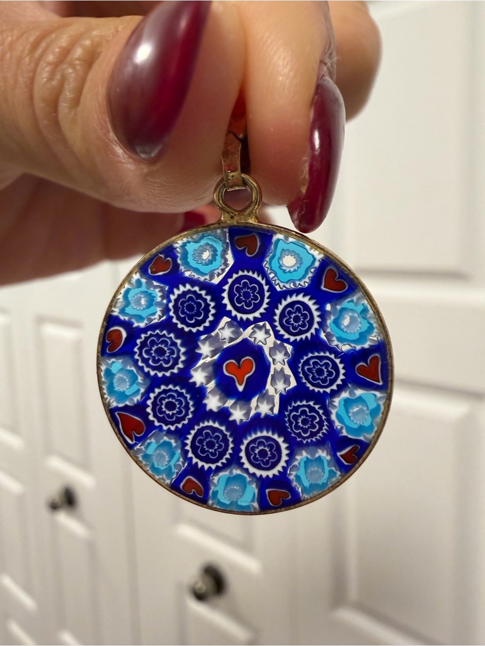 Antica Murrina Veneziana sterling-silver Murano/millefiori pendant.